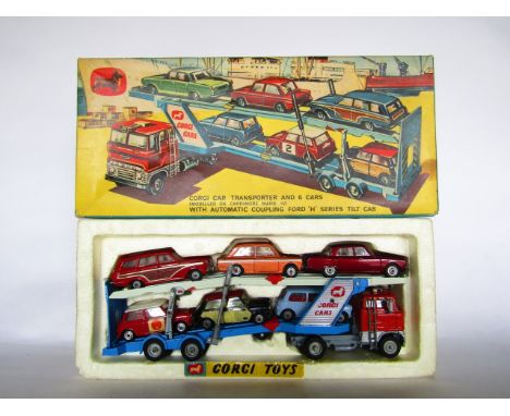 A Corgi Gift Set .41-car transporter with automatic coupling Ford H series tilt cab loaded with Ford Consul Super Estate Car 