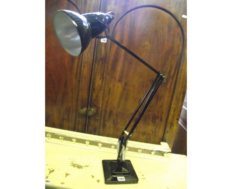 An anglepoise table lamp with square stepped base and black colourway, stamped made in England by Herbert Terry & Sons Ltd, R