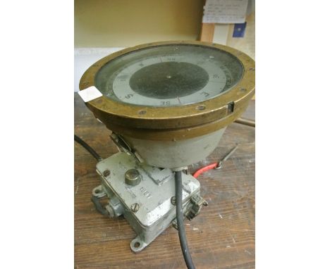 A large 20th century nautical compass set within a brass cased stamped Patt 191 0M2 0V