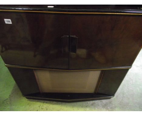 A vintage Philips floorstanding radiogram type 624A-15 with polished walnut veneered case and canted front
