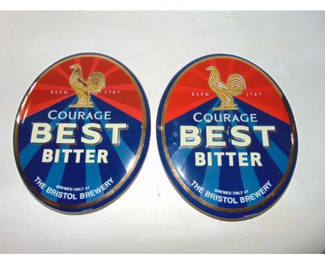 A pair of contemporary ceramic wall plaques for Bristol Brewery 'Courage'