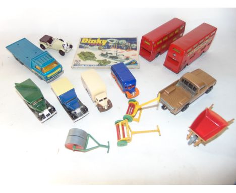 A small collection of die cast model vehicles to include examples by Corgi, Matchbox, etc including a Dinky Toys 11 catalogue