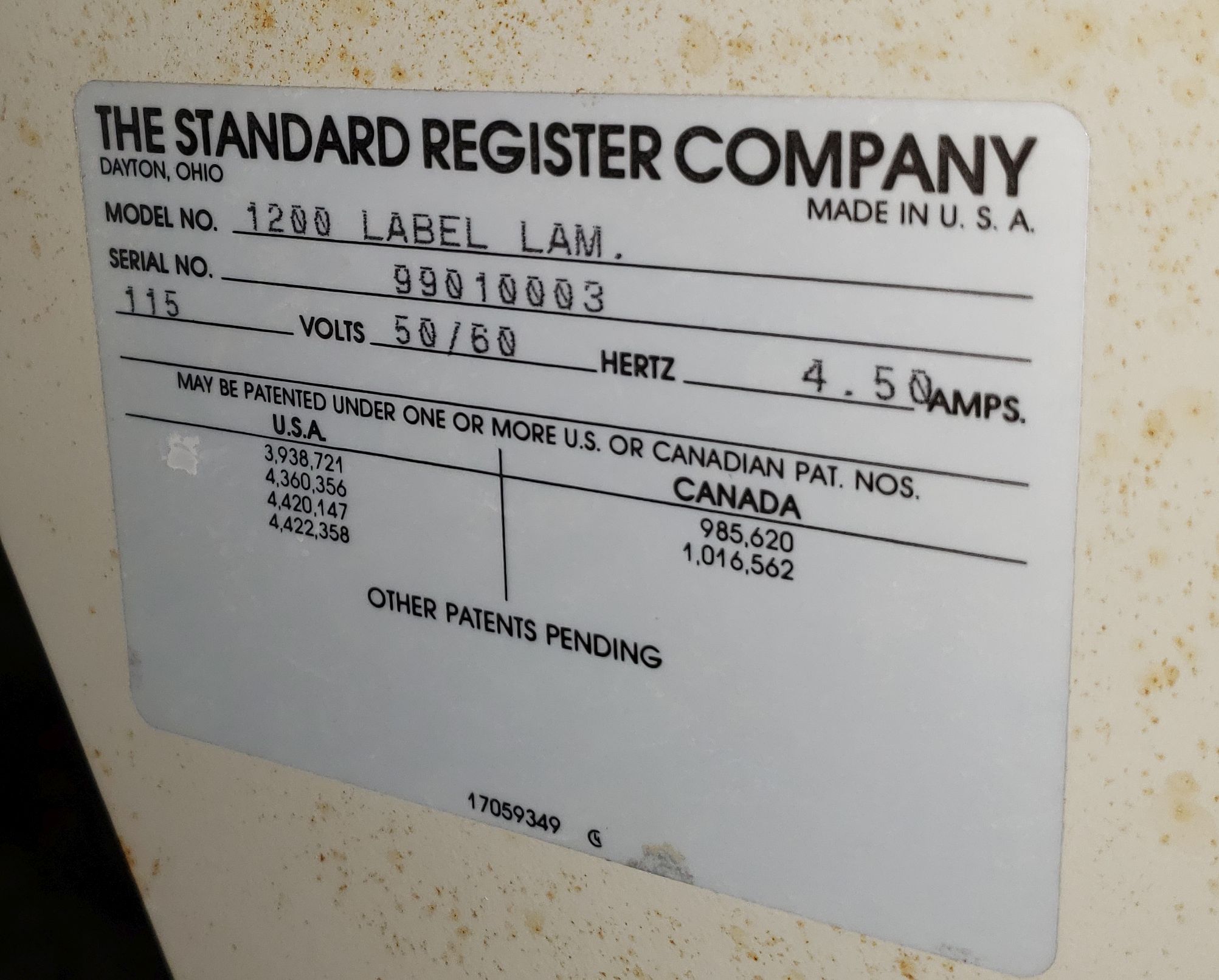Standard Register Label Laminator