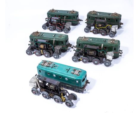 Five French O gauge SNCF BB 8051 locomotive shells and motors