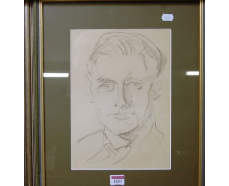 A pencil profile portrait of a girl, 32 x 23.5cm; and one other (2)