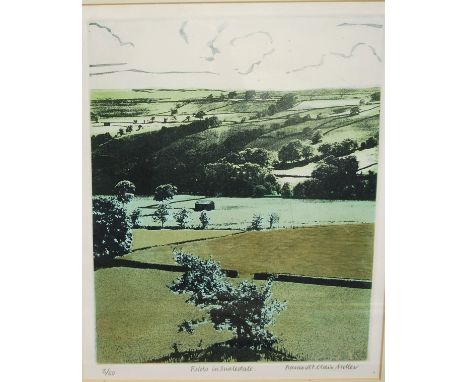 Frances St Clair Miller - Fields in Swaledale, lithograph, signed, titled and numbered in pencil to the margin 13/50, 30x24.5