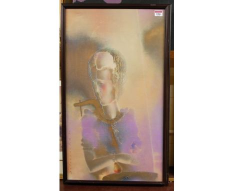 Mid-20th century Russian school - Half-length portrait, oil on canvas, signed lower left, and further inscribed in Cyrillic v