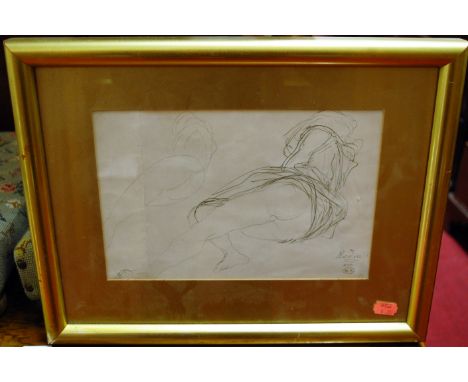 After Rodin - female nude, lithograph, 17x26cm; and Yachts Starting, Old Hastings, tinted print (2)