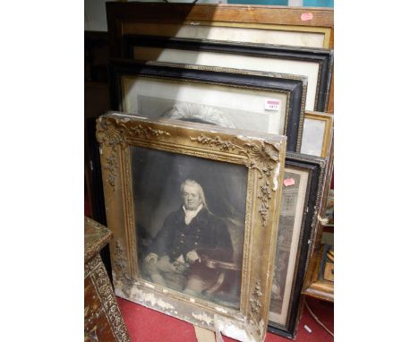 A quantity of 19th century monochrome engravings to include portrait examples