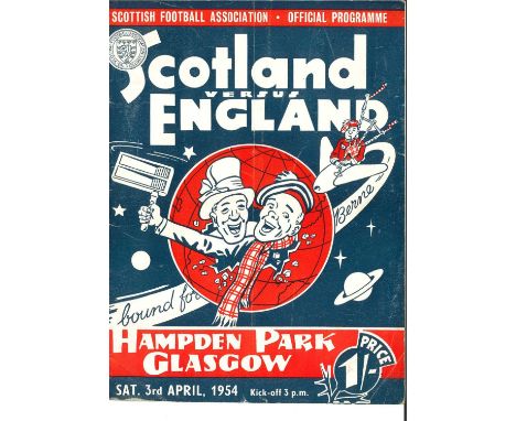 SCOTLAND V ENGLAND INTERNATIONAL WORLD CUP QUALIFIER FOOTBALL PROGRAMME, 1954 Hampden Park, Glasgow, Saturday 3rd April 1954