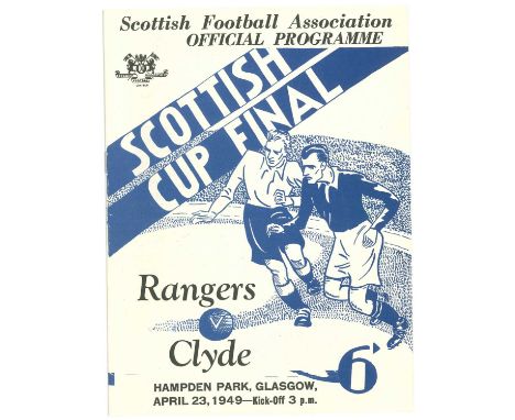 REPLICA RANGERS F.C. V CLYDE F.C. SCOTTISH CUP FINAL FOOTBALL PROGRAMME, 1949 Hampden Park, Glasgow, 23rd April 1949, Rangers