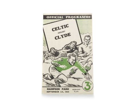 CELTIC F.C. V CLYDE F.C. GLASGOW CUP FINAL FOOTBALL PROGRAMME, 1951 Hampden Park, Glasgow, 24th September 1951Overall, good c