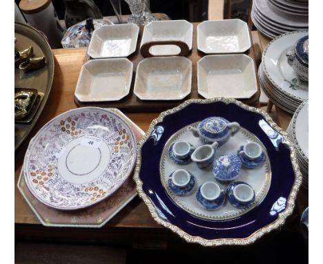 A DOLL'S BLUE AND WHITE TEASET, a Vintage hors d'oeuvres set and similar ceramics
