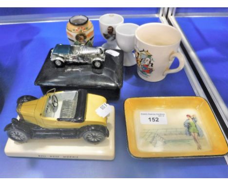 A SMALL QUANTITY OF CERAMICS including a Carltonware model of a bull-nose Morris and others
