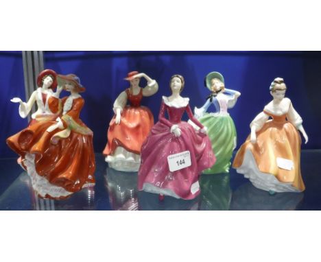 A COLLECTION OF ROYAL DOULTON CERAMIC LADIES including 'Top o' the Hill', 'Autumn Breeze' and others