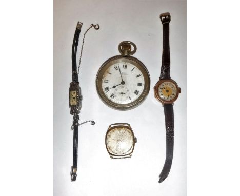 A GENTLEMAN'S YELLOW GOLD 9CT ROTARY WRISTWATCH , one other yellow gold wristwatch, a cocktail watch and a chromium plated po