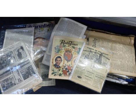 A QUANTITY OF VINTAGE NEWSPAPERS AND MAGAZINES including 'Puppet Show', July 1948 and others