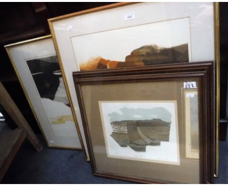 JANNINE COOPER: 'Rust Wood', artist proof etching, another similar and two other prints