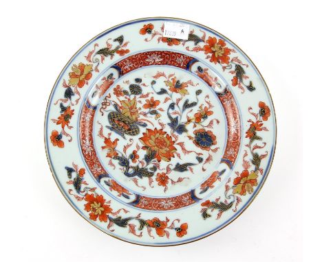 Chinese Imari Dish, Kangxi period Circa 1710 painted with flowers and foliage. 23 cm 