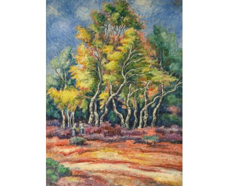 Birch Trees at the Edge of the Forest oil on canvas74 x 55 cm (29 1/8 x 21 5/8 in.)framed dimensions: 97 x 77 cm (38 1/4 x 30
