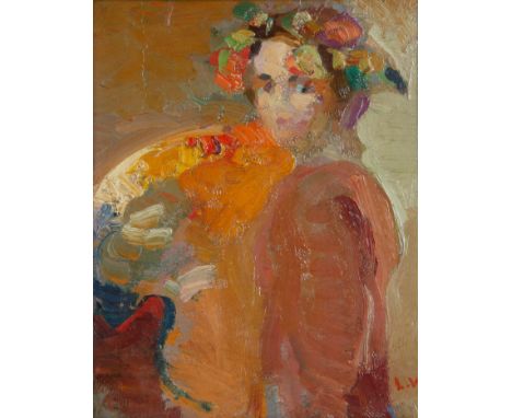 Bacchante oil on board31.5 x 24.5 cm (12 3/8 x 9 5/8 in.)framed dimensions: 46.5 x 40 cm (18 1/4 x 15 3/4 in.)initialed lower