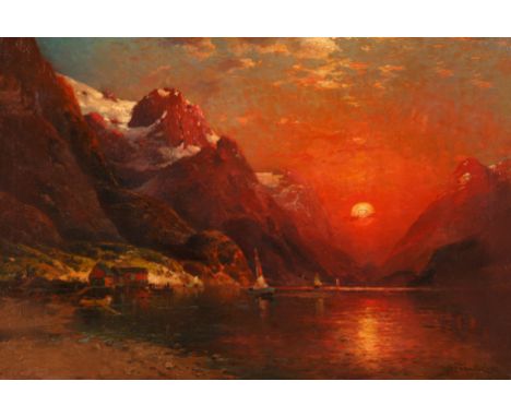 Fjord at Dusk 1922oil on canvas52.7 x 79.4 cm (20 3/4 x 31 1/4 in.)framed dimensions: 86 x 112 cm (33 7/8 x 44 1/8 in.)signed