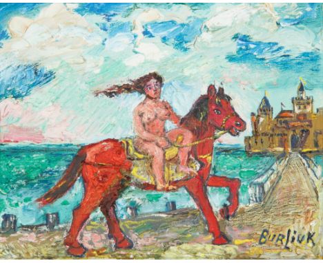Lady Godiva oil on canvas board20 x 25 cm (7 7/8 x 9 7/8 in.)framed dimensions: 29.5 x 34.5 cm (11 5/8 x 13 5/8 in.)signed lo