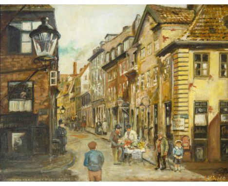 Vognmagerade Montergade 1910oil on panel38 x 46 cm (15 x 18 1/8 in.)framed dimensions:42 x 49.5 cm (16 1/2 x 19 1/2 in.)initi