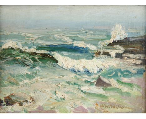 Rough Sea oil on canvas board23 x 30.5 cm (9 x 12 in.)framed dimensions: 37.3 x 45 cm (14 3/4 x 17 3/4 in.)signed lower right