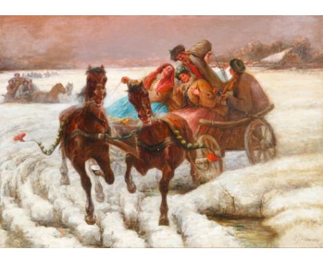Twilight Sleigh Ride oil on canvas laid on board87 x 122.5 cm (34 1/4 x 48 1/4 in.)framed dimensions: 115 x 150 cm (45 1/4 x 