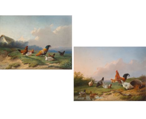 Flock of Farm Birds 1865oil on paneleach: 23 x 31 cm (9 x 12 1/4 in.)framed dimensions of each: 45 x 52 cm (17 3/4 x 20 1/2 i