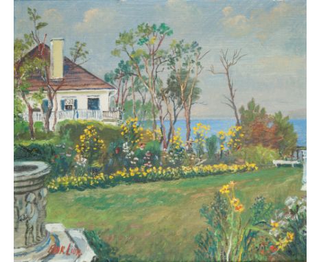 Summer Cottage oil on canvas41 x 46 cm (16 1/8 x 18 1/8 in.)framed dimensions: 52 x 57 cm (20 1/2 x 22 1/2 in.)signed lower l