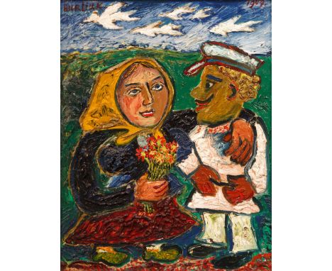 In Sunday Finery  oil on canvas51 x 41 cm (20 1/8 x 16 1/8 in.)framed dimensions: 69 x 59 cm (27 1/8 x 23 1/4 in.)signed uppe