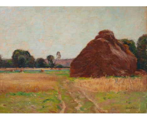 Haystacks, Giverny circa 1904-05oil on canvas25 x 33 cm (9 7/8 x 13 in.)framed dimensions: 49 x 58 cm (19 1/4 x 22 7/8 in.)si