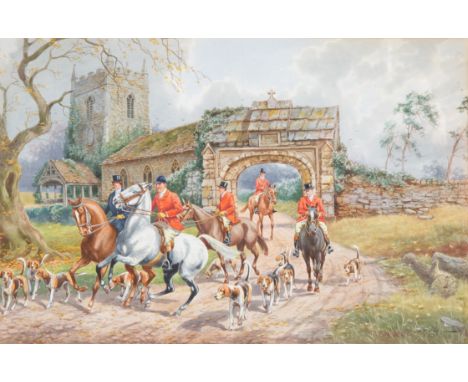 A Sunday Hunt gouache on paper30 x 44 cm (11 3/4 x 17 3/8 in.) [sight]framed dimensions: 48 x 63 cm (18 7/8 x 24 3/4 in.)sign