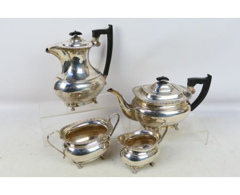A four piece silver tea service, Sheffield assay with sponsors mark for Viners Ltd, approximately 2090 grams / 67.1 ozt. [4].
