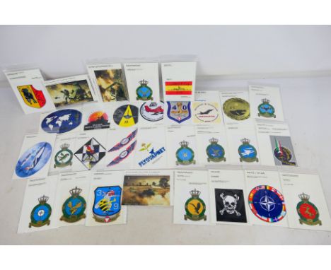 A collection of thirty military / aviation related stickers to include Royal Air Force (RAF), Royal Netherlands Air Force, Ro