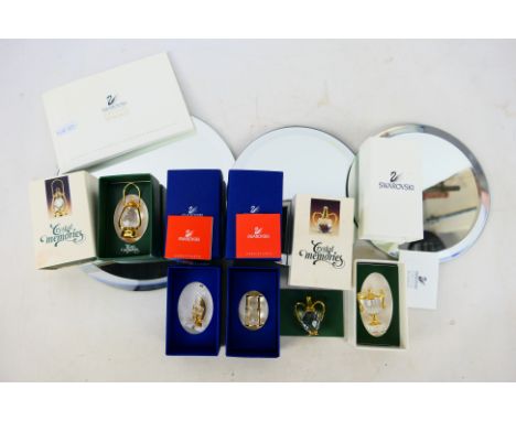 Swarovski - Five boxed Crystal Memories to include Microscope, Hourglass, Trophy, Lantern and other, also includes three circ