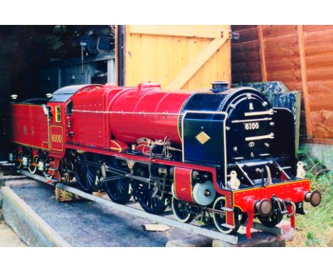 A live steam 7 1/4 inch gauge Bassett-Lowke style 4-6-0 steam locomotive Royal Scot in maroon LMS livery number 6100. The loc