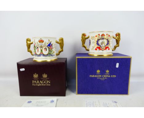 Two Paragon limited edition royal commemorative loving cups, the first for HRH The Princess Anne and Captain Mark Phillips (2