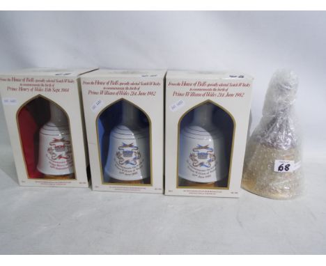 Bell's Old Scotch Whisky - four Royal commemorative sealed decanters each containing 50 cl, 43% vol whisky of which three wit