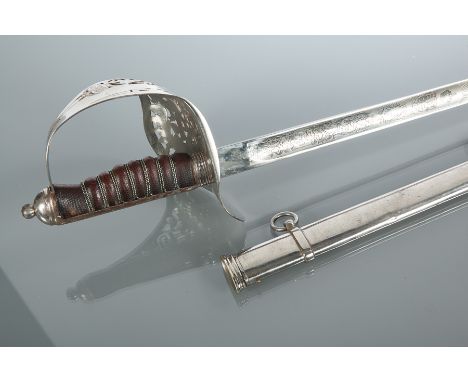 AMENDMENT
EDWARD VII CAVALRY OFFICERS DRESS SWORD with leather grip and pierced hilt, the fullered blade etched with 'ER VII'