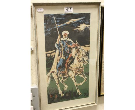 Romon a signed lithograph portrait inscribed cavalier marocain 41 x 21cm 
