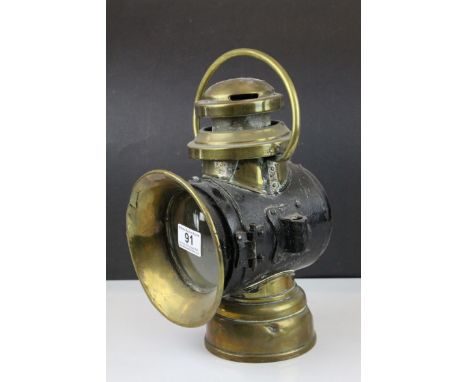 Early 20th century Brass and Metal Car Lamp manufactured by J &amp; R Oldfield, h.32cms