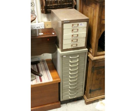 Mid 20th century Triumph Metal Twelve Drawer Tool Cabinet, h.75cms w.30cms together with a Smaller Five Drawer Metal Cabinet