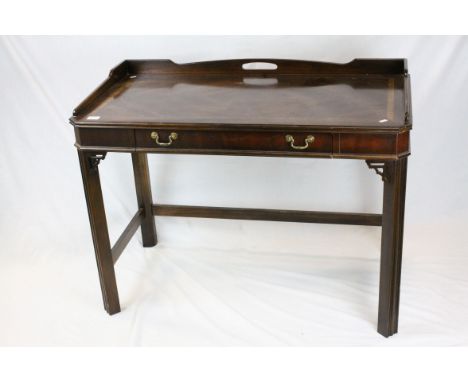 Reproduction Chippendale Style Serving Table with Galleried Back, Two Drawers and raised on Square Chamfered Legs, h.81cms w.