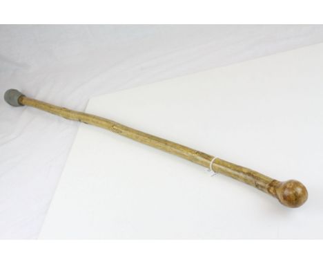 Wooden Walking Stick with a Yew Knob Handle