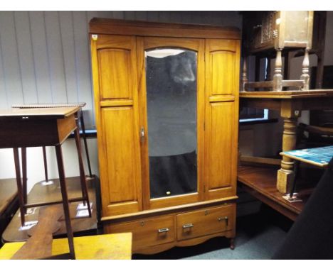 A good quality mirror fronted wardrobe over two drawers 202 cm (h) x 124 cm x 43 cm
