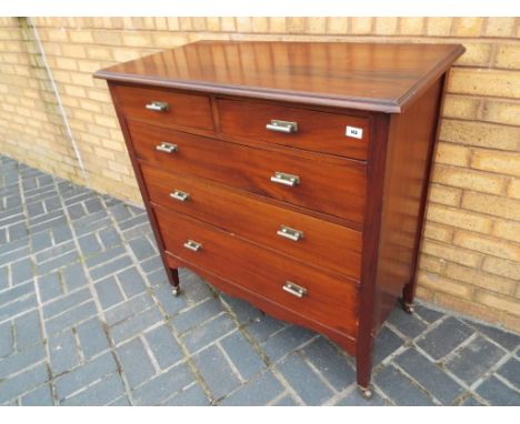 A mahogany chest of two over three graduated drawers, the supports terminating with castors, 100 cm x 97 cm x 50 cm - Est £40