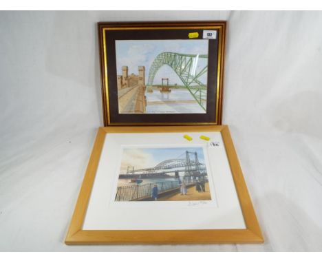 A limited edition print depicting the Runcorn Widnes bridge, issued in a limited edition of 189/500, mounted and framed under